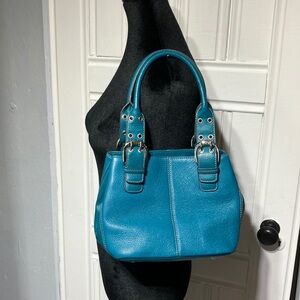 Tignanello Genuine Leather Top Handle Bag Teal